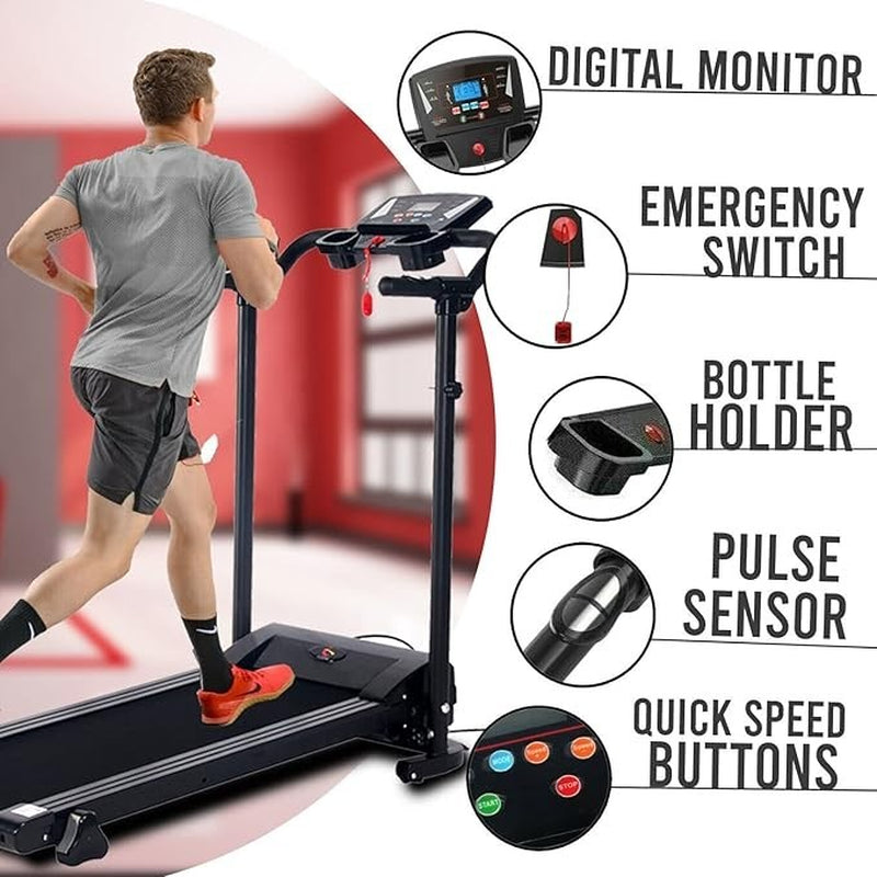 Foldable Treadmill 9% Incline Electric Running Motorised Machin Waking Home Gym
